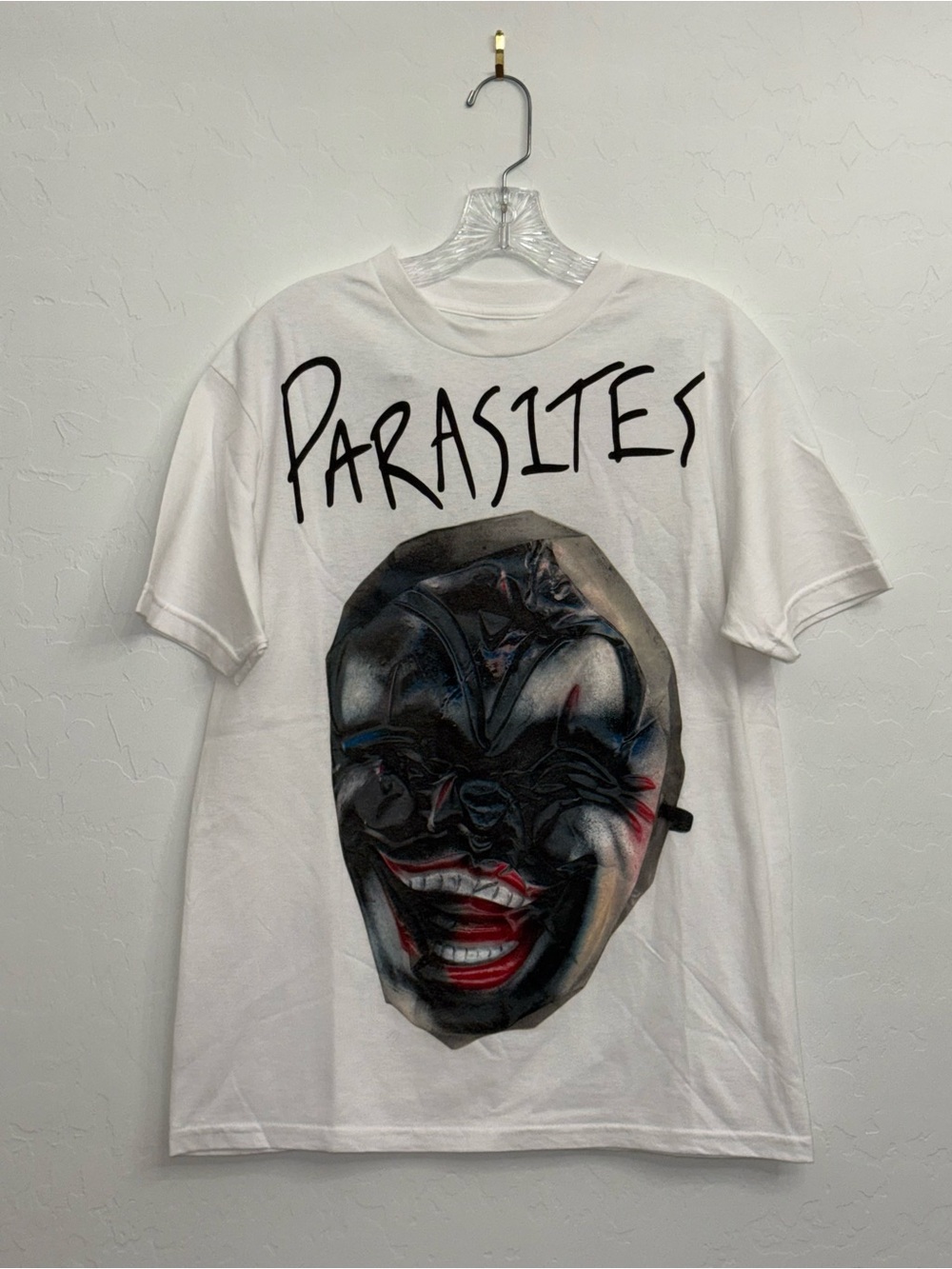 The Kid Laroi Parasites Tour Merch: Men's White Graphic Mask Print Tee
